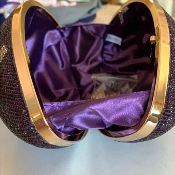 Purple/Gold Rhinestone Football Clutch - Picture 4 of 5